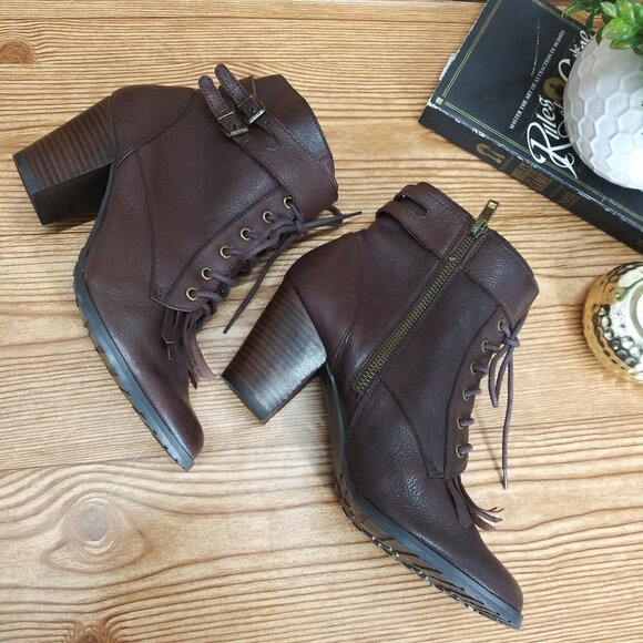 BELLA VITA ankle boots brown leather heels sz.7.5M - Picture 5 of 12